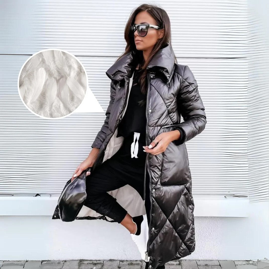 Elegant Long Quilted Coat for Women – Trendy and Comfortable Winter Parka