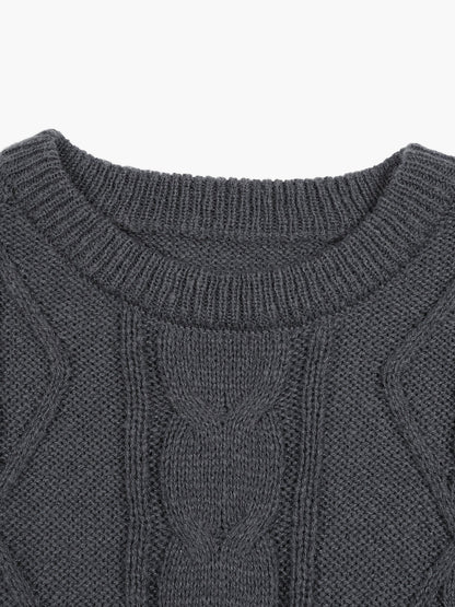 Męski sweter z warkoczowym wzorem w stylu casual – idealny na jesień/zimę