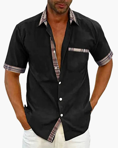 Chemise à manches courtes pour homme style décontracté chic avec détails contrastants - idéale pour toutes occasions