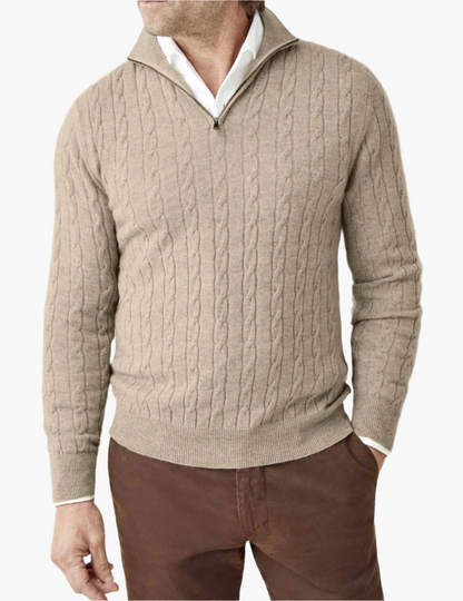 Maglione con zip intrecciato uomo elegante stile casual e professionale