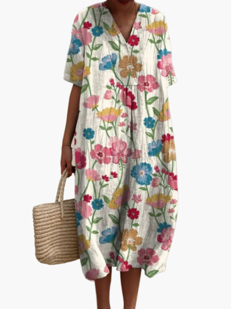 Robe d'été décontractée femme coupe ample style floral bohème