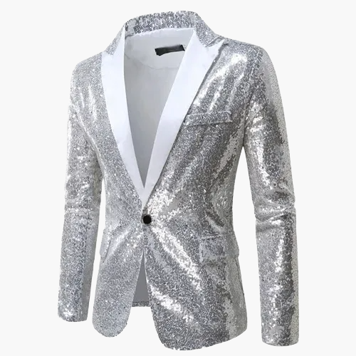 Giacca da sera uomo stile smoking, motivo geometrico brillante, ideale per feste ed eventi eleganti