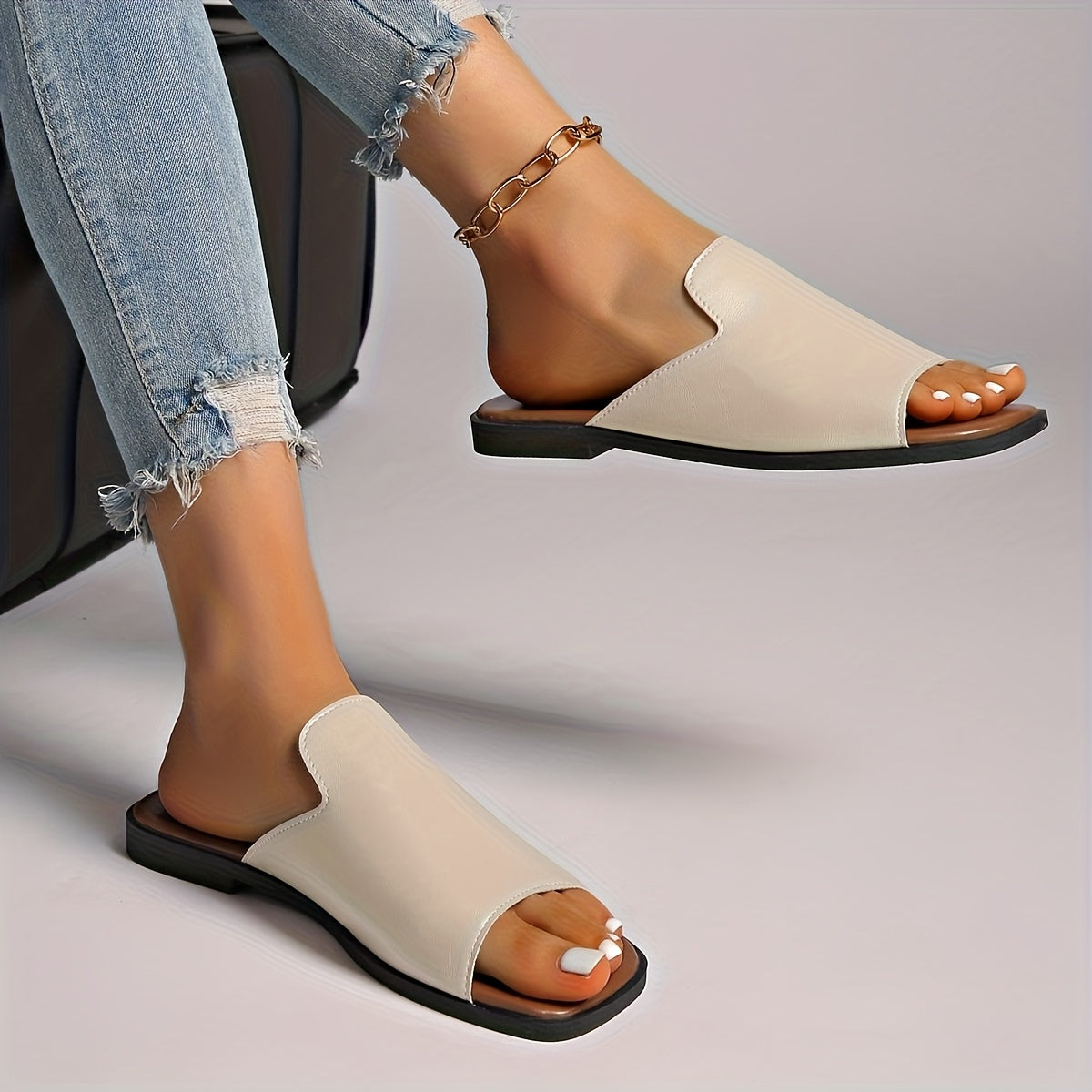 Damsandaler med fyrkantig tå, modern stil för vardagligt och elegant bruk