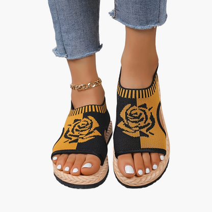 Sandales décontractées femme à motif floral pour été, style bohème chic, confort quotidien