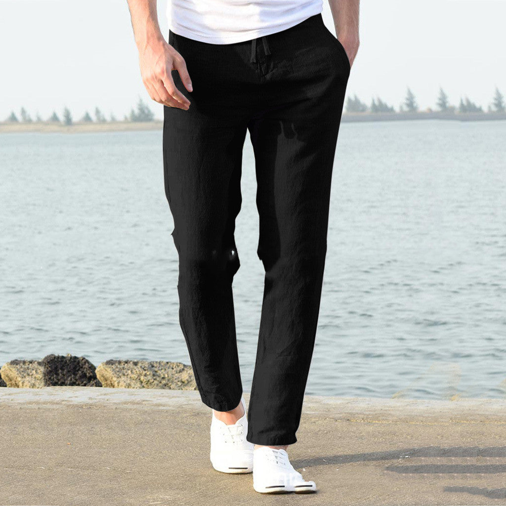 Pantalon décontracté homme à taille élastique style bord de mer