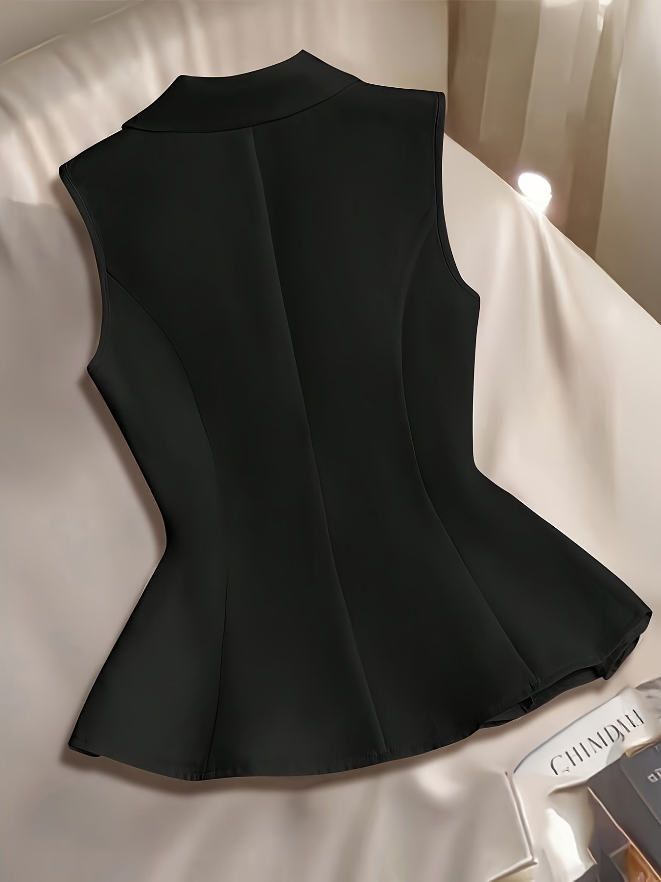 Gilet Blazer Femme Élégant Sans Manches Style Tailleur pour Printemps Été