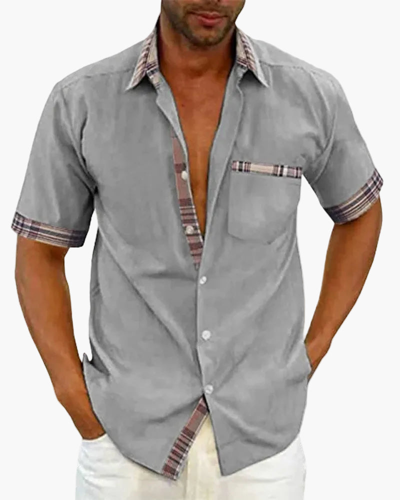 Chemise à manches courtes pour homme style décontracté chic avec détails contrastants - idéale pour toutes occasions