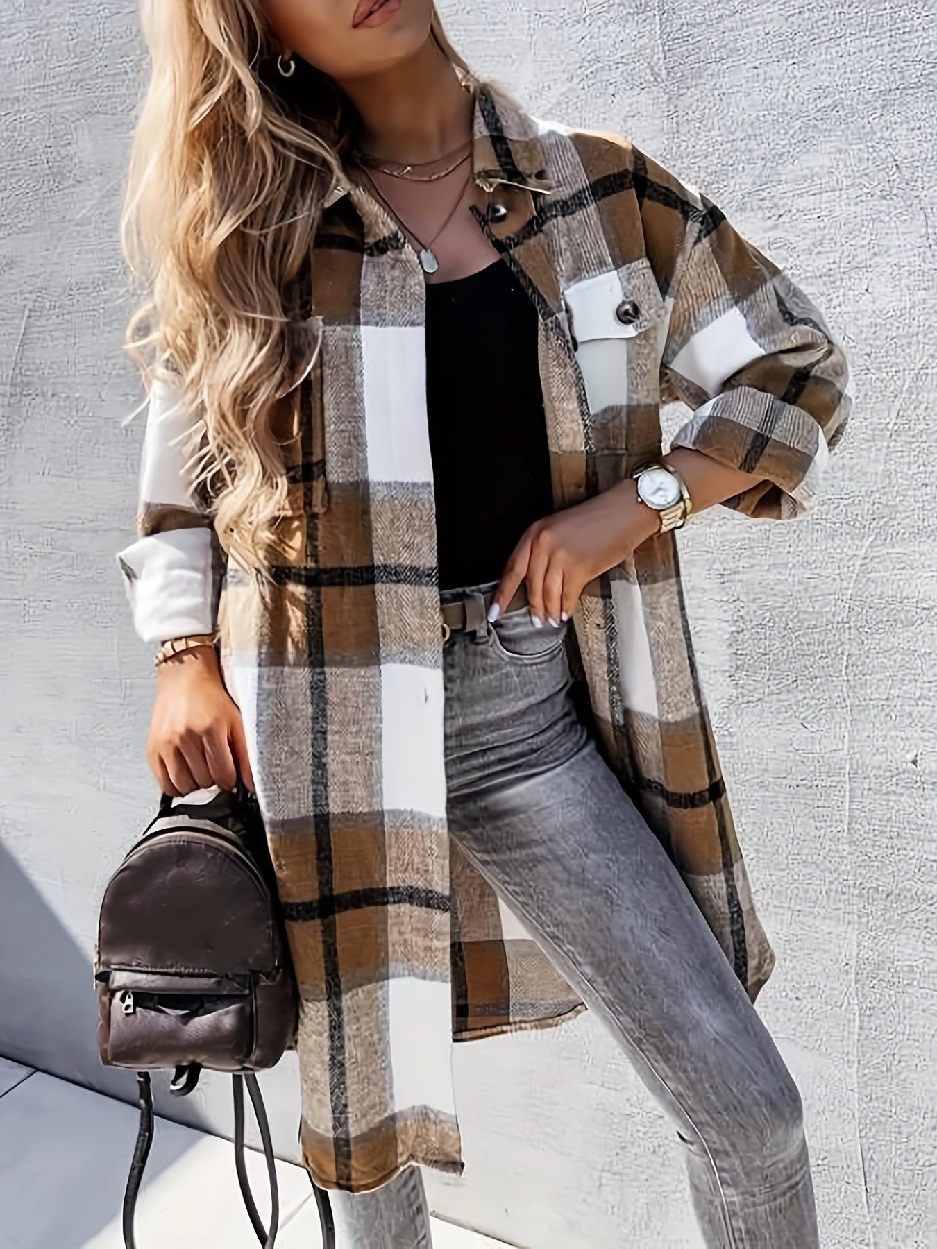 Chaqueta Camisa de Cuadros Estilo Casual para Mujer - Ideal para Media Temporada