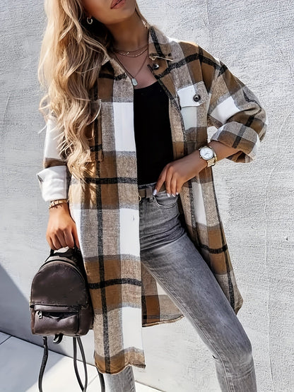 Chaqueta Camisa de Cuadros Estilo Casual para Mujer - Ideal para Media Temporada