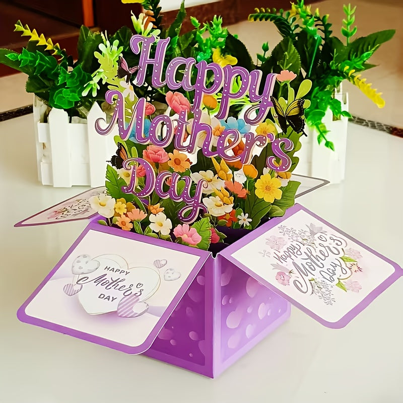 Carte Pop-Up Fleurie 3D pour la Fête des Mères – Décoration et Message pour Femme