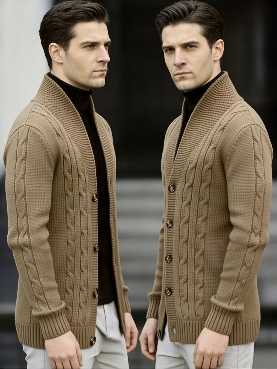 Herren-Cardigan aus Strick mit Schalkragen und Knöpfen