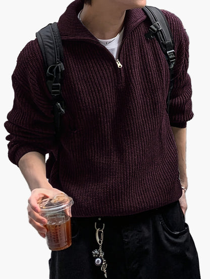 Men's casual style high collar zip-up sweater - Ideal for spring and autumn