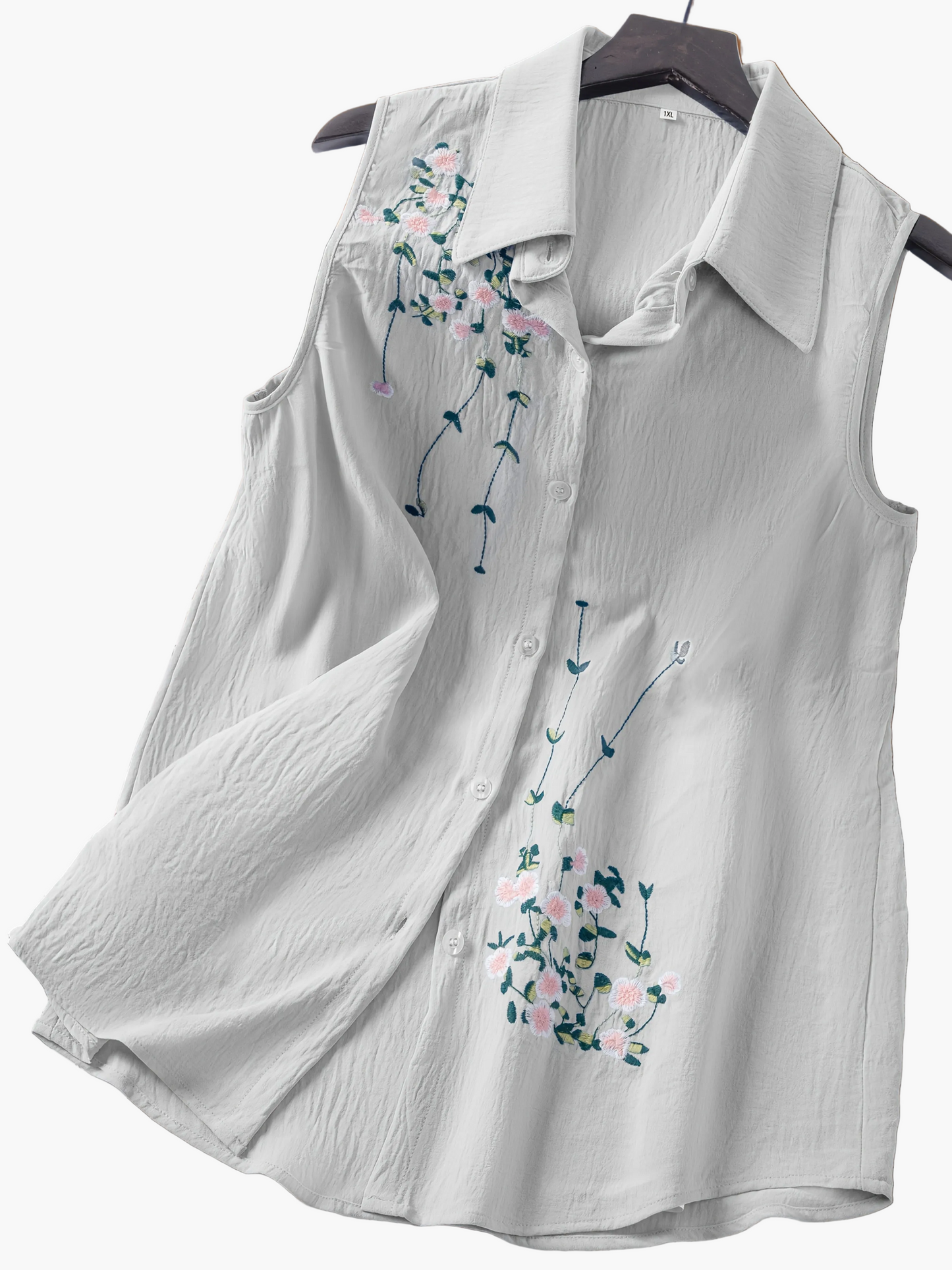 Chemisier sans manches femme style élégant avec broderie florale - Usage quotidien ou bureau