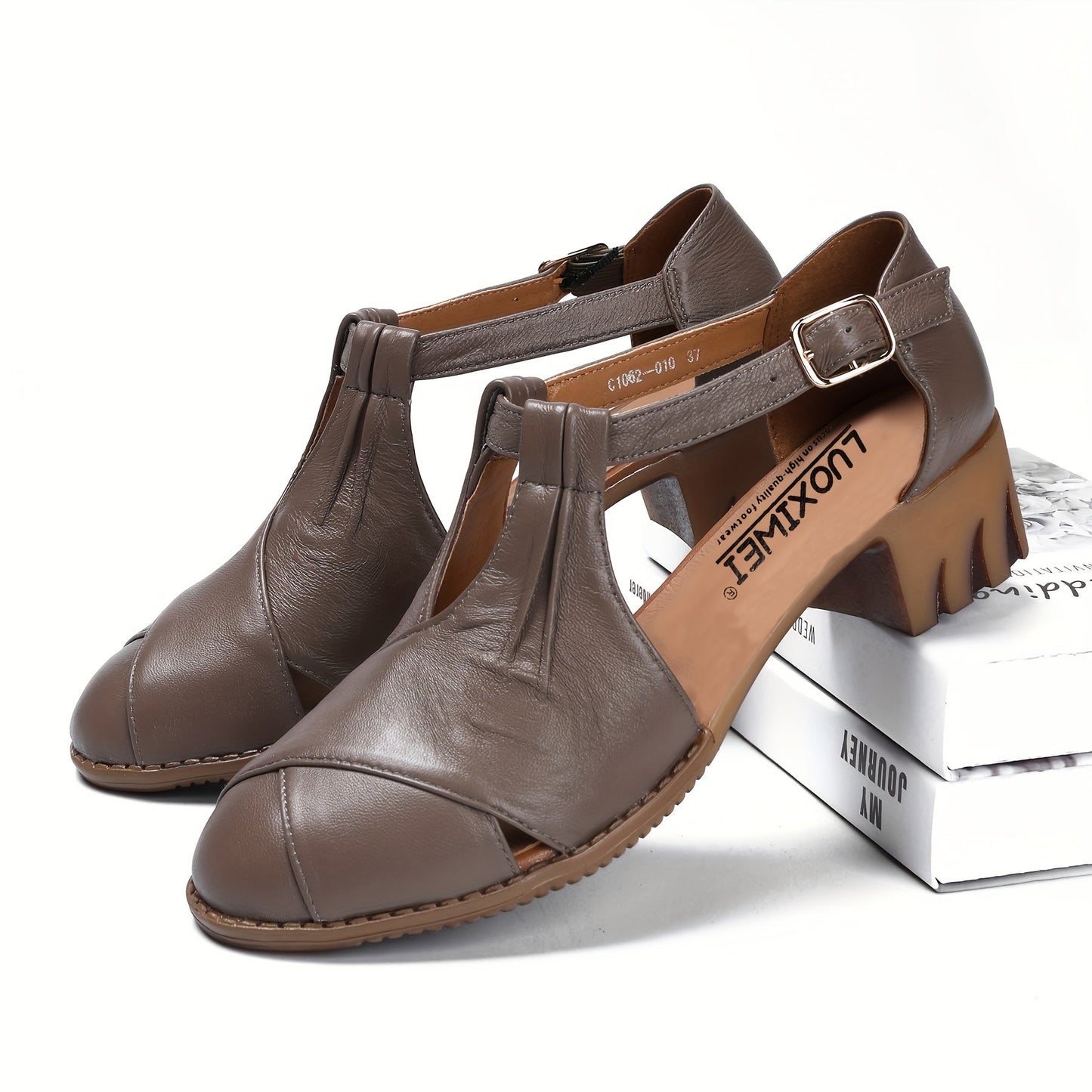 Chaussures à talon compensé pour femme style rétro confortable pour la marche et le quotidien