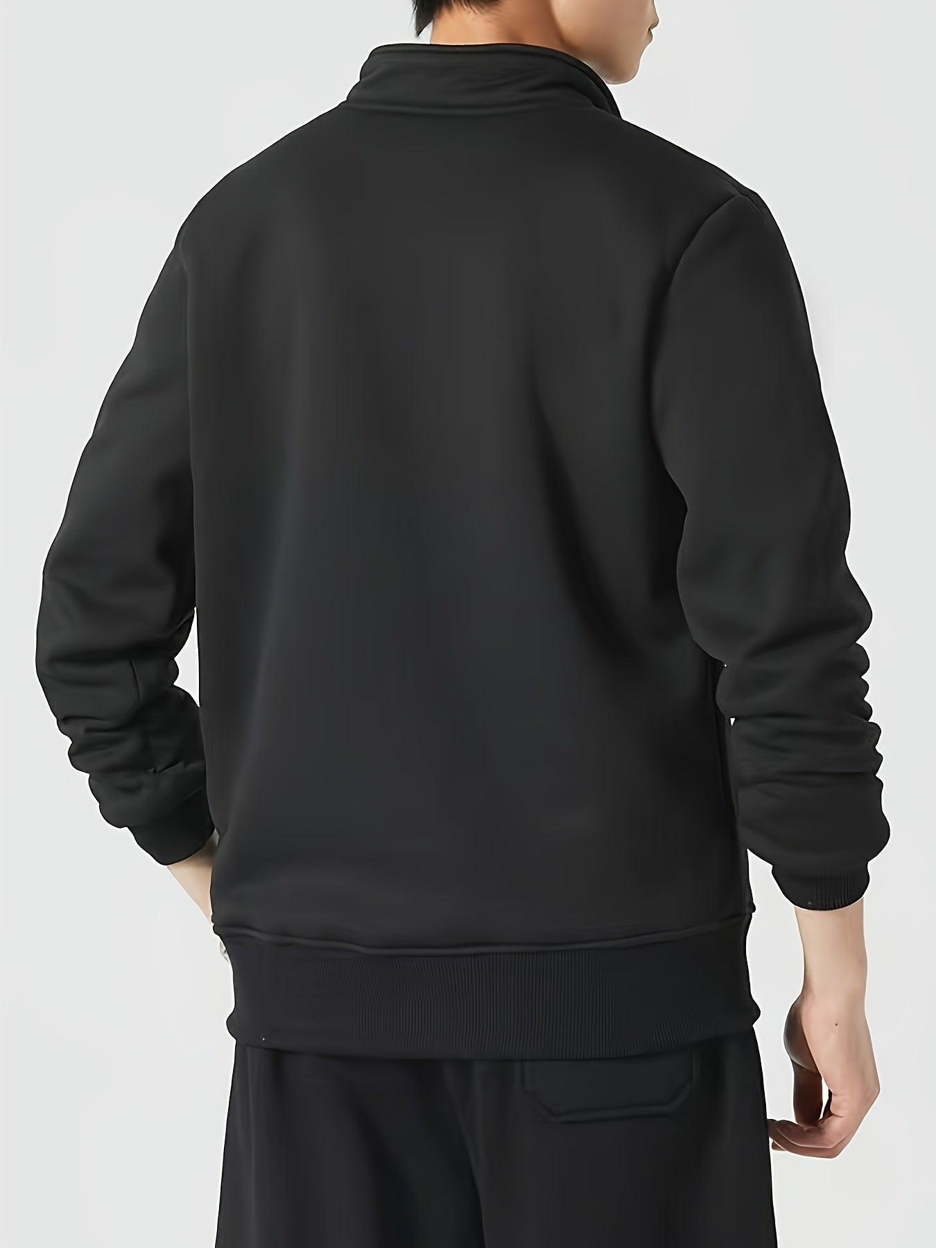 Pull Homme Gris Foncé Col Montant Zippé Doublé Chaud