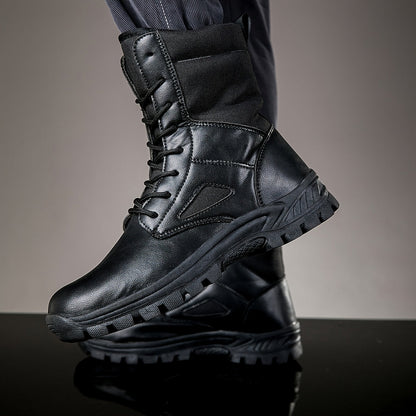 Bottes hautes tactiques à lacets pour homme, robustes et antidérapantes