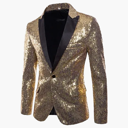 Giacca da sera uomo stile smoking, motivo geometrico brillante, ideale per feste ed eventi eleganti