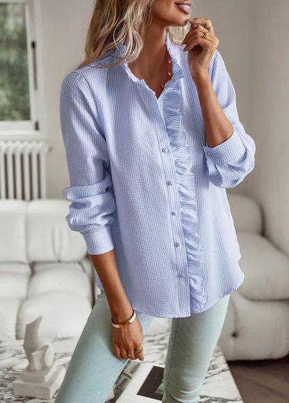 Chemisier Femme Élégant à Volants Style Décontracté et Chic pour Bureau et Quotidien