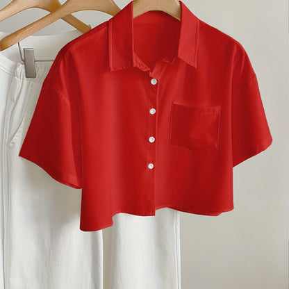 Camicia casual donna maniche corte stile moderno con orlo corto
