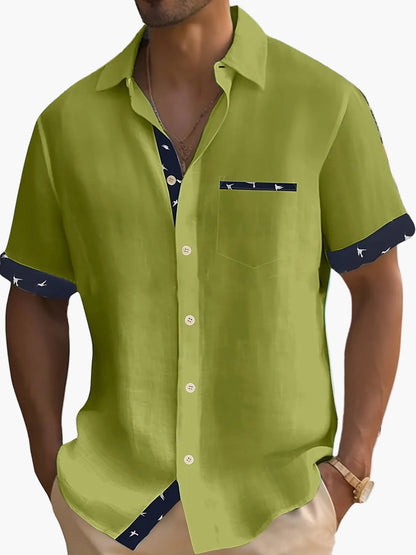 Chemise décontractée à manches courtes pour homme – Style estival élégant, idéale pour les sorties et les vacances