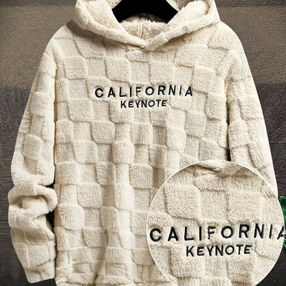 Sweat à capuche doux texturé en peluche pour homme avec motif « California Keynote »