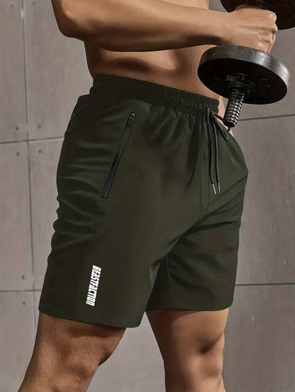 Short de sport pour homme style fitness avec poches zippées - Idéal entraînement et gym