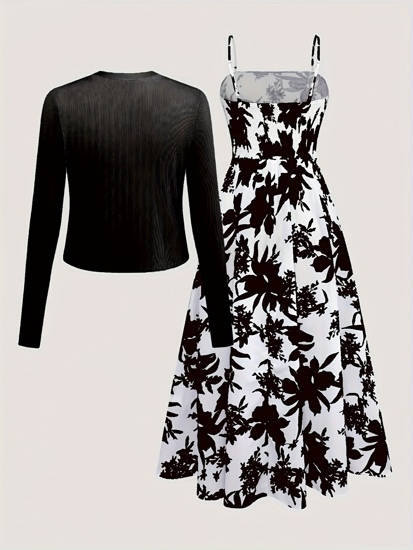Robe Fleurie et Gilet Léger pour Femme Style Élégant et Décontracté