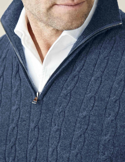 Maglione con zip intrecciato uomo elegante stile casual e professionale