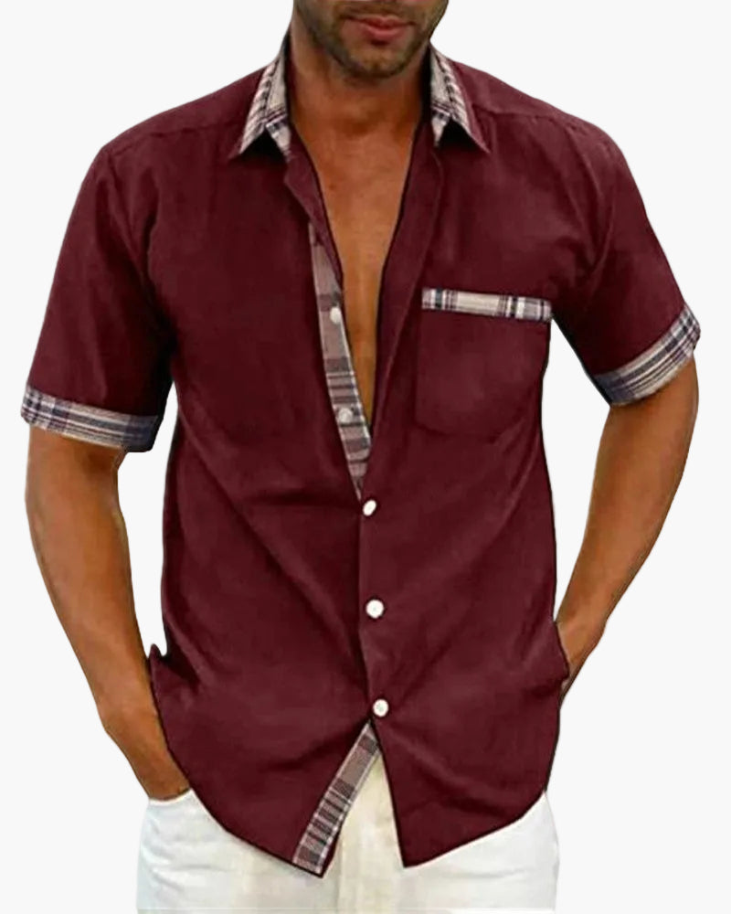 Chemise à manches courtes pour homme style décontracté chic avec détails contrastants - idéale pour toutes occasions