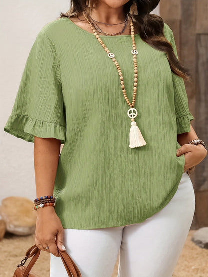 Elegante losse blouse met ruches, casual stijl voor dagelijks gebruik