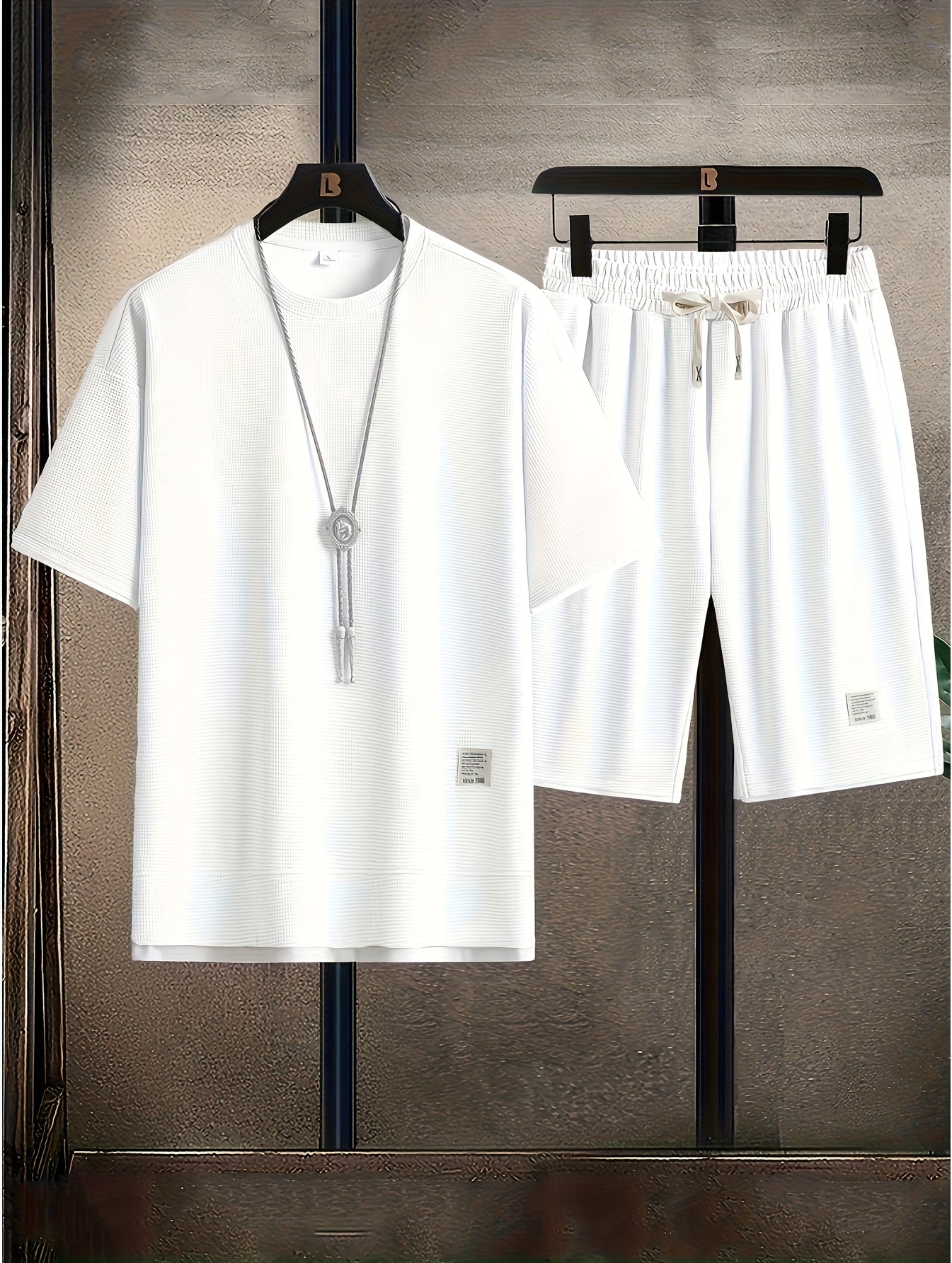 Men's casual sportswear style set, round neck, summer