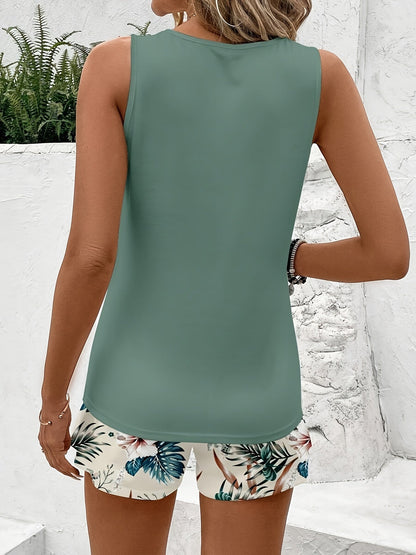 Completo Casual Donna Stile Estivo con Stampa Floreale – Perfetto per Vacanze e Uscite Estive