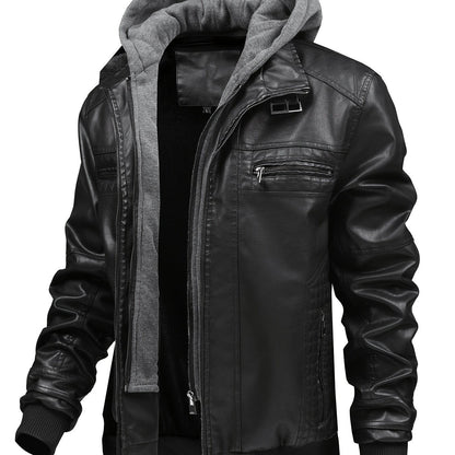 Blouson aviateur homme marron avec capuche amovible et doublure chaude