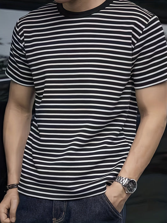 T-shirt à rayures horizontales homme style casual moderne manches courtes
