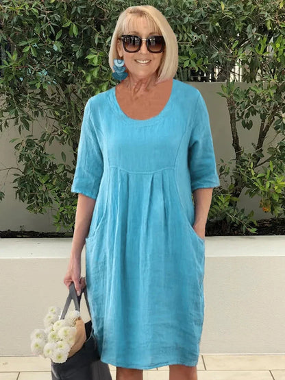 Robe Midi Décontractée à Poches pour Femme – Style Chic et Confort au Quotidien