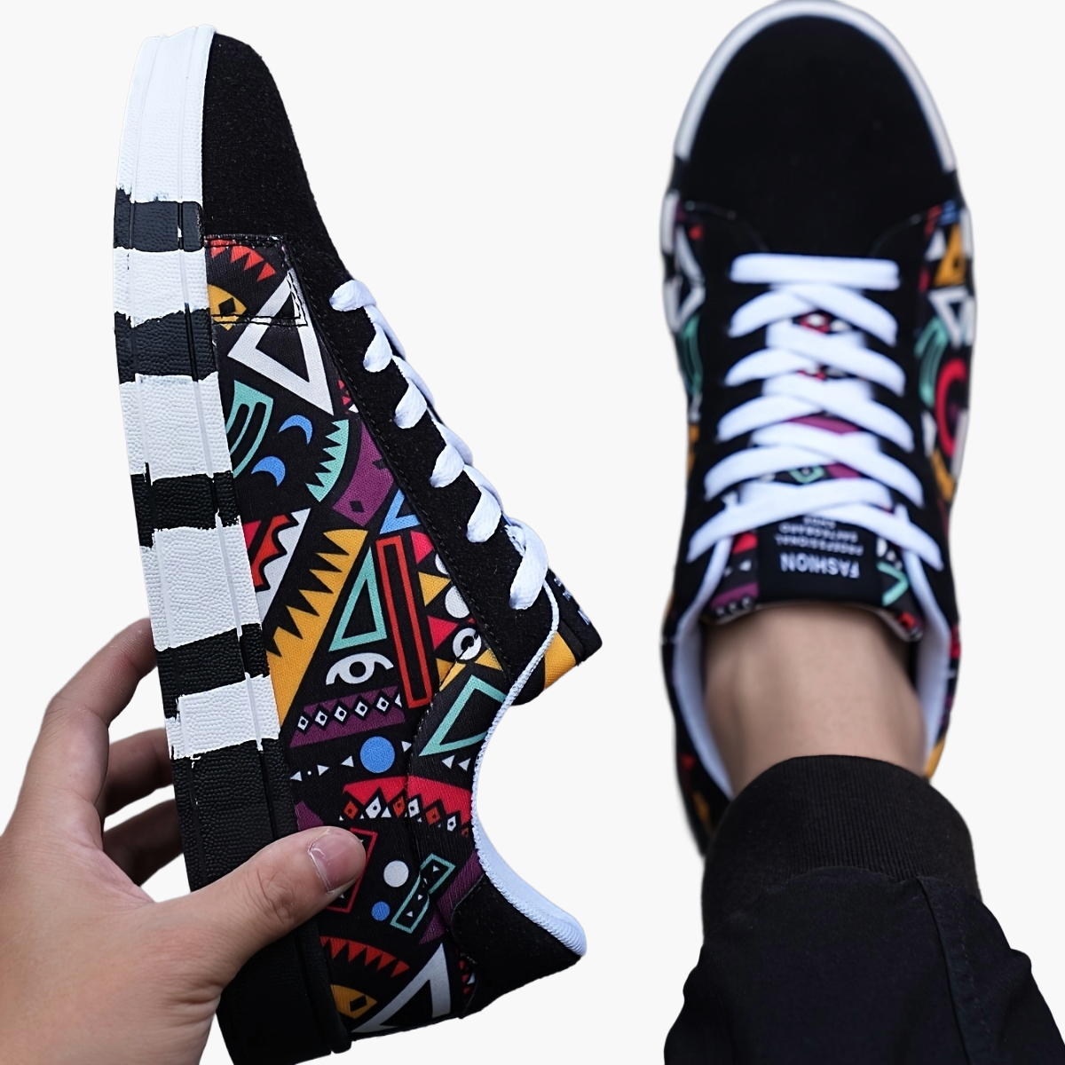 Herresneakers med urban grafisk stil til fritid og udendørs brug