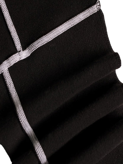 Legging Femme Noir à Coutures Contrastantes Taille Haute
