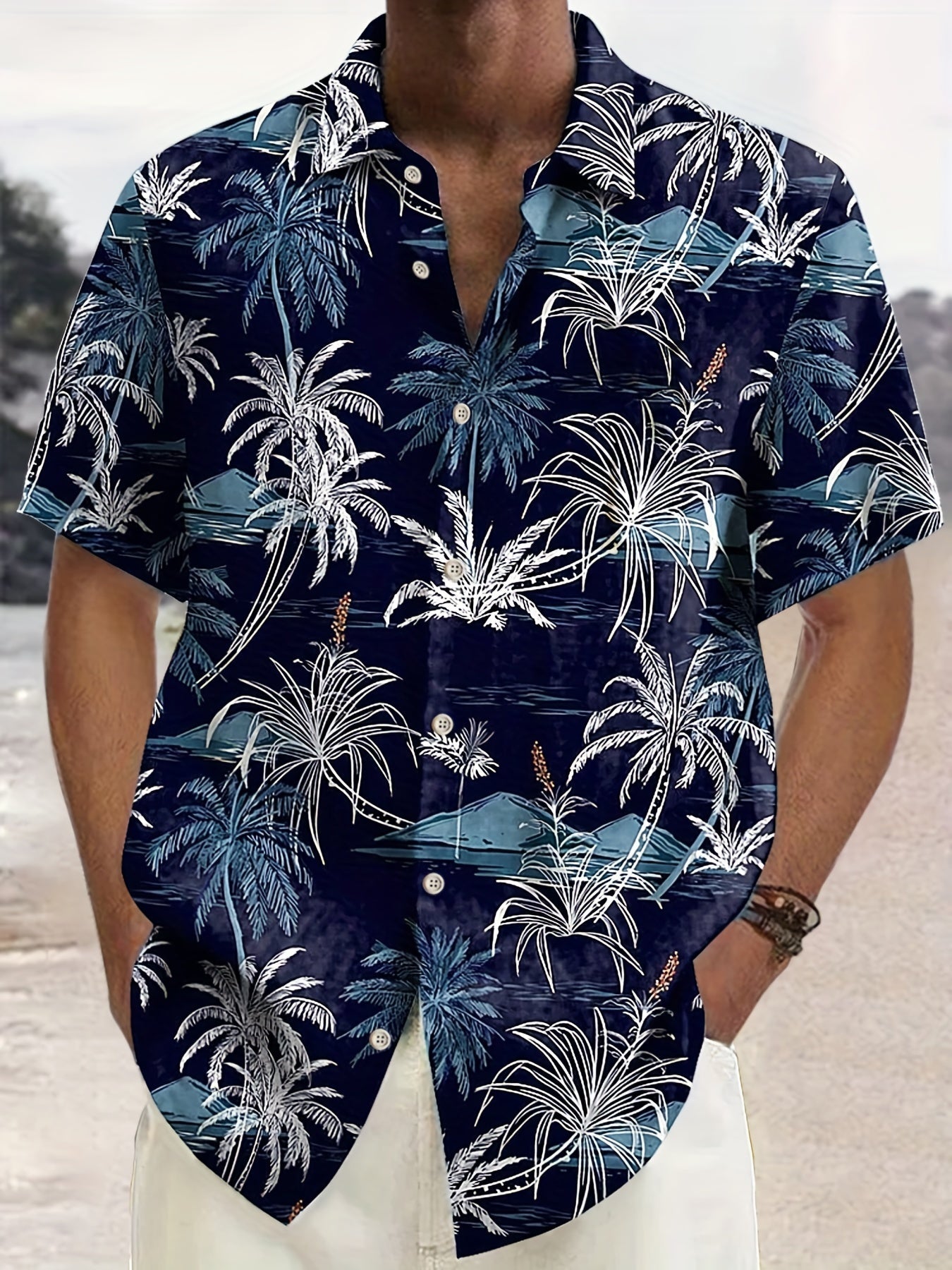 Chemise hawaïenne décontractée homme style plage imprimé tropical pour été