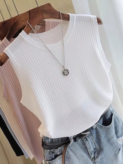 Débardeur côtelé sans manches femme style chic pour bureau ou casual
