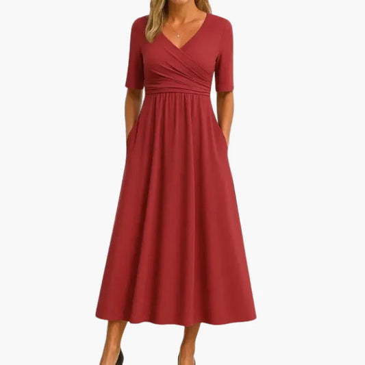 Robe midi élégante femme style croisé polyvalente pour occasions spéciales et sorties