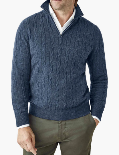 Maglione con zip intrecciato uomo elegante stile casual e professionale