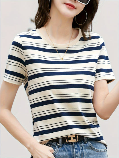 T-shirt à Rayures Classiques Femme Style Décontracté Chic