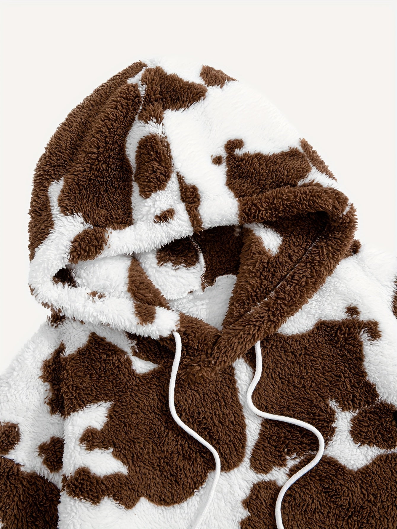 Sweat à capuche Sherpa motif peau de vache bicolore avec poche kangourou