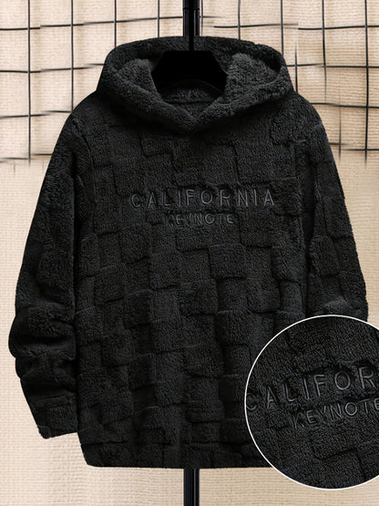 Sweat à capuche doux texturé en peluche pour homme avec motif « California Keynote »