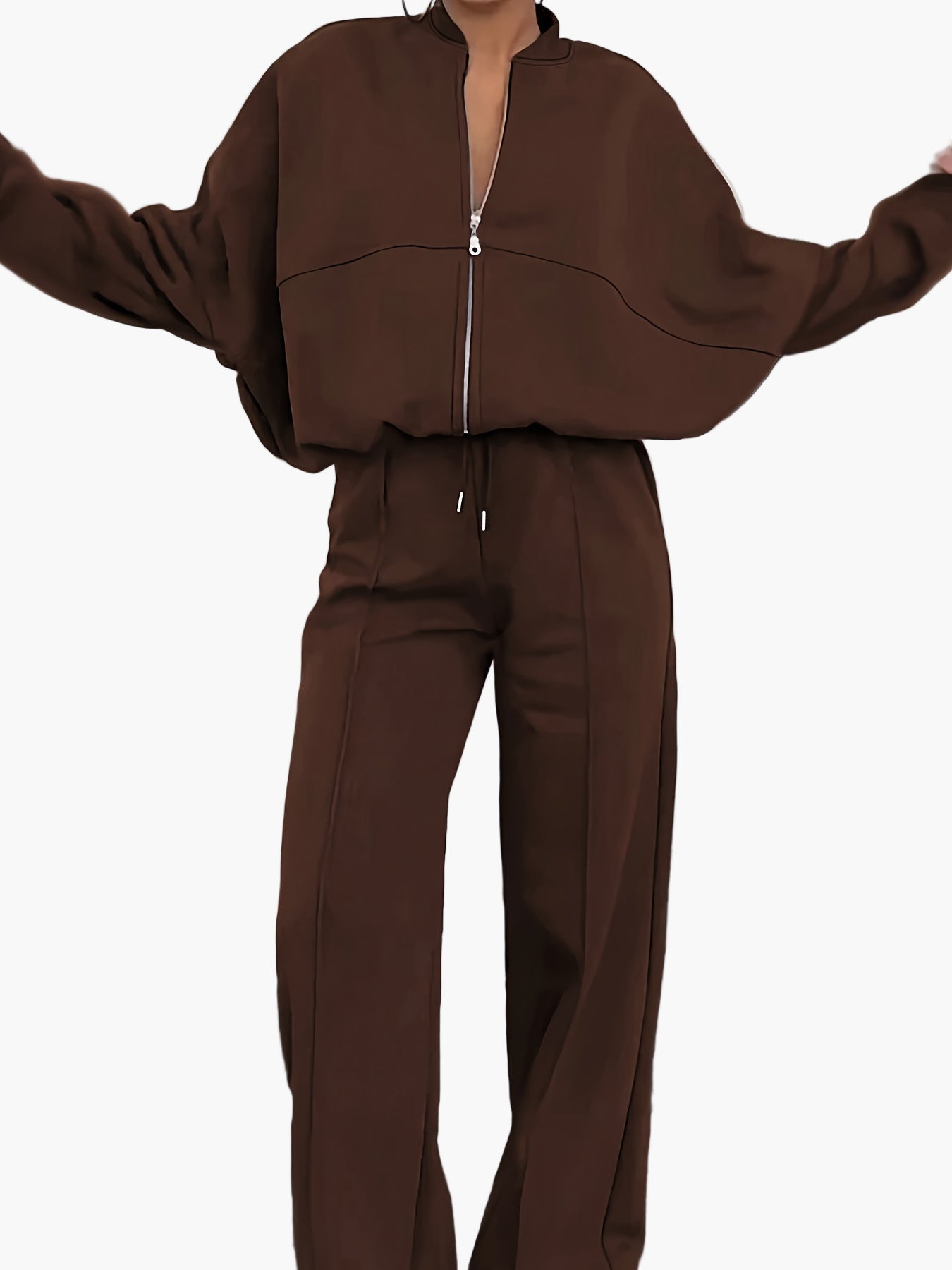Completo casual donna due pezzi con chiusura lampo per tempo libero e relax