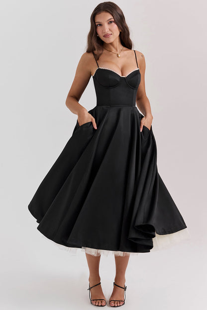 Rachel – Vestido Midi Sin Mangas con Corsé