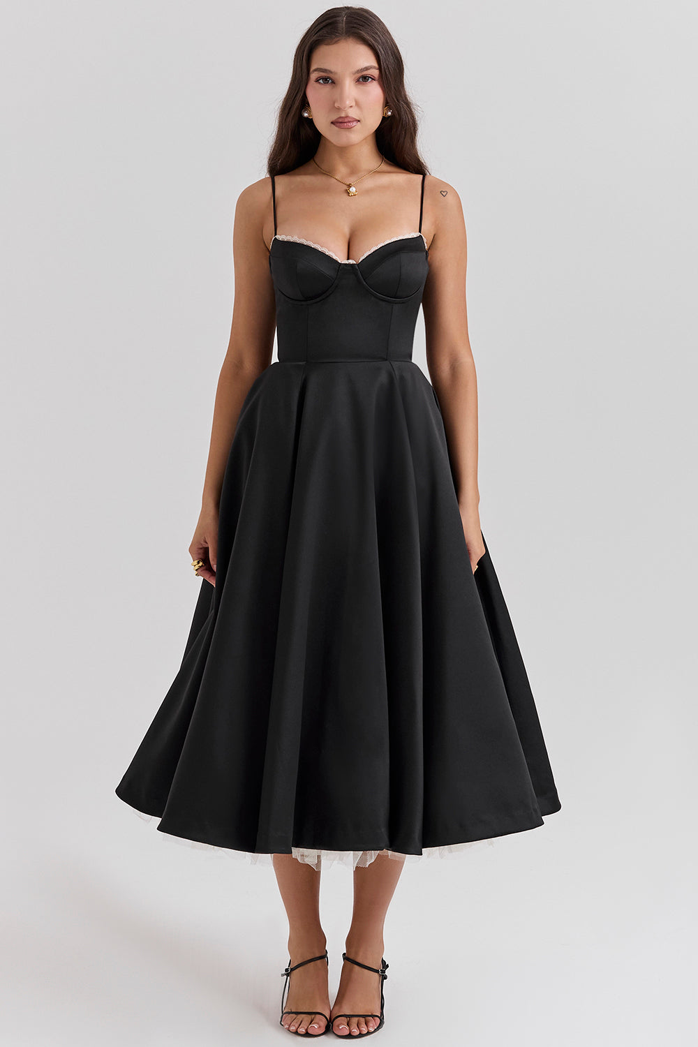 Rachel – Vestido Midi Sin Mangas con Corsé