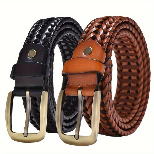 Ceinture tressée en matériau souple avec boucle ardillon pour homme