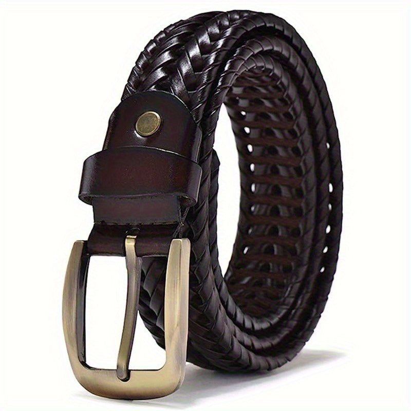 Men's Braided Belt in Flexible Material with Prong Buckle