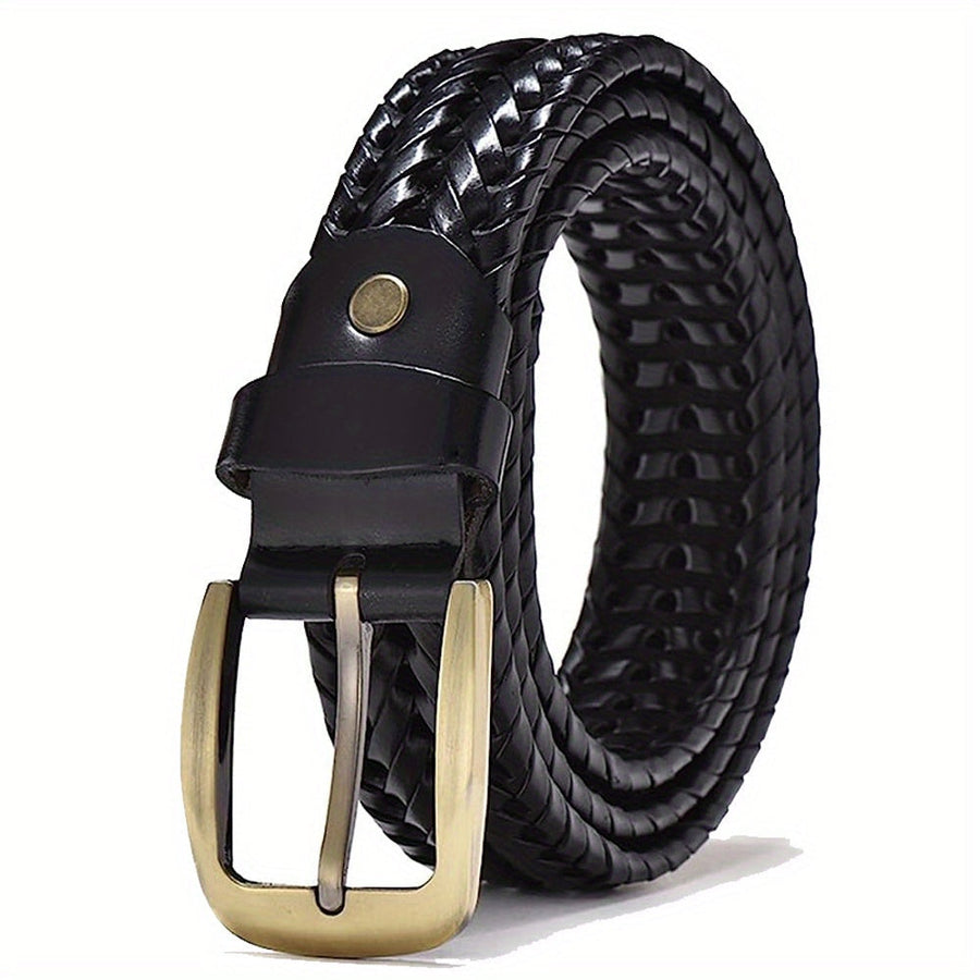 Men's Braided Belt in Flexible Material with Prong Buckle
